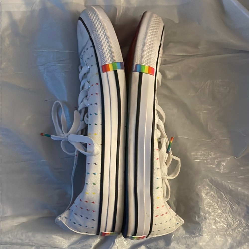 Converse Multicolor-Stitched White Sneakers - Picture 3 of 5